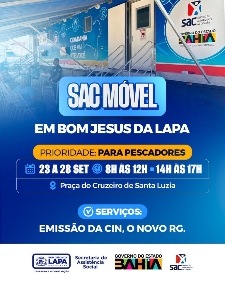 SAC Móvel chega a Bom Jesus da Lapa com emissão de Carteira de Identidade Nacional