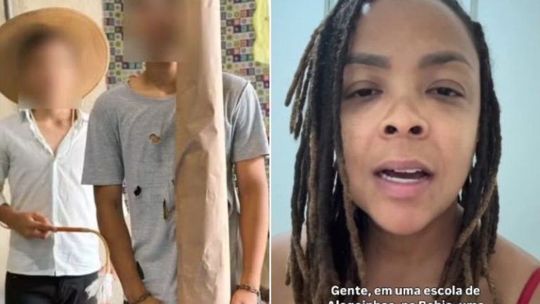 Colégio particular na Bahia causa revolta ao exibir aluno negro amarrado em tronco em apresentação escolar