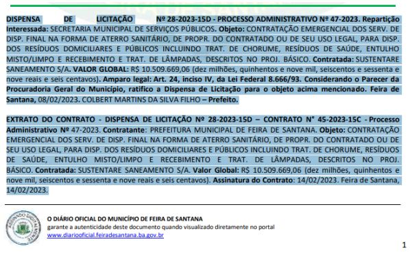 máfia do lixo,Feira de Santana