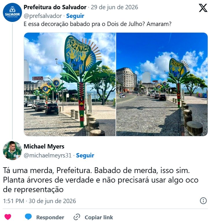 Gestão Bruno Reis,criticada por decorar Salvador,bananeiras artificiais
