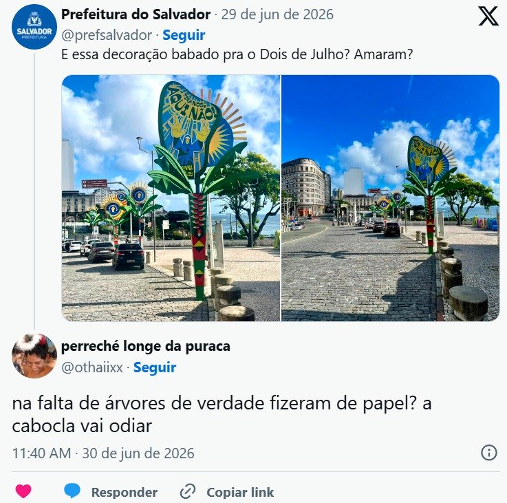 Gestão Bruno Reis,criticada por decorar Salvador,bananeiras artificiais
