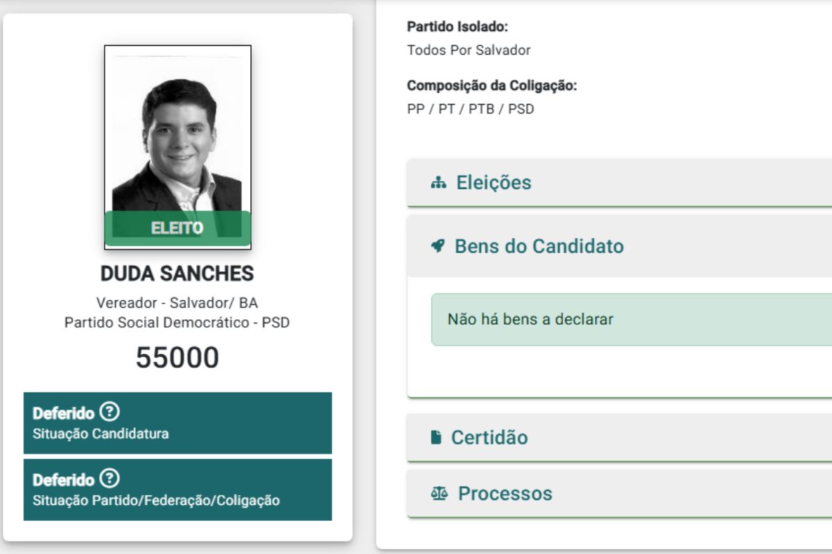 Duda Sanches,declaração de bens